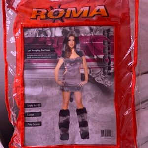 Raccoon Onesie Halloween Costume - Fluffy furry hood and tail